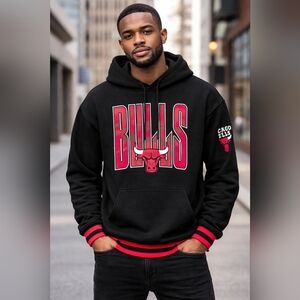 NBA New Chicago Bulls Hoodie Black Red Size L